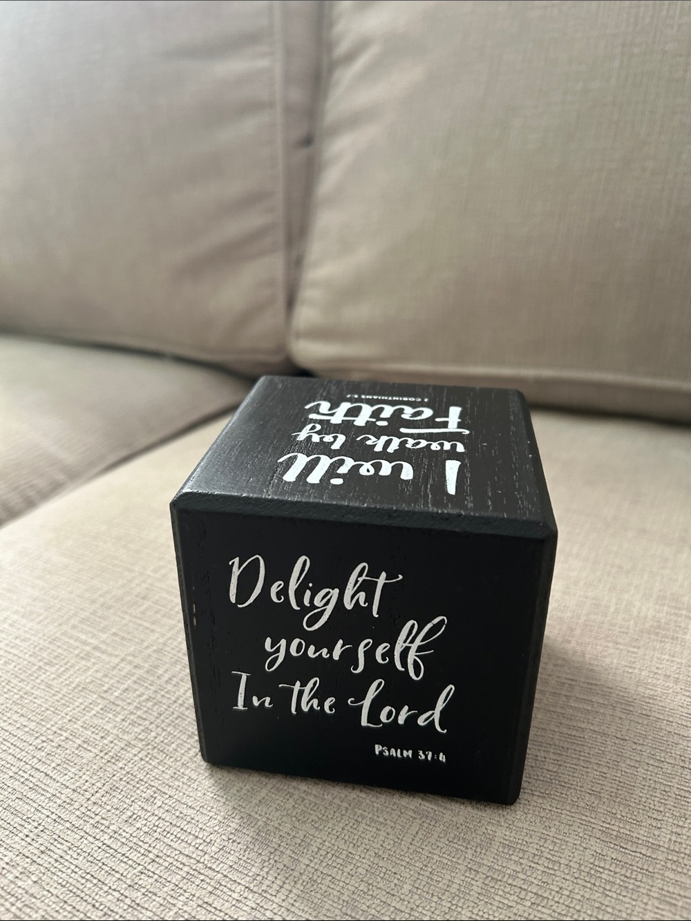 Black Inspirational Wood Block Sign - Delight Yourself in the Lord